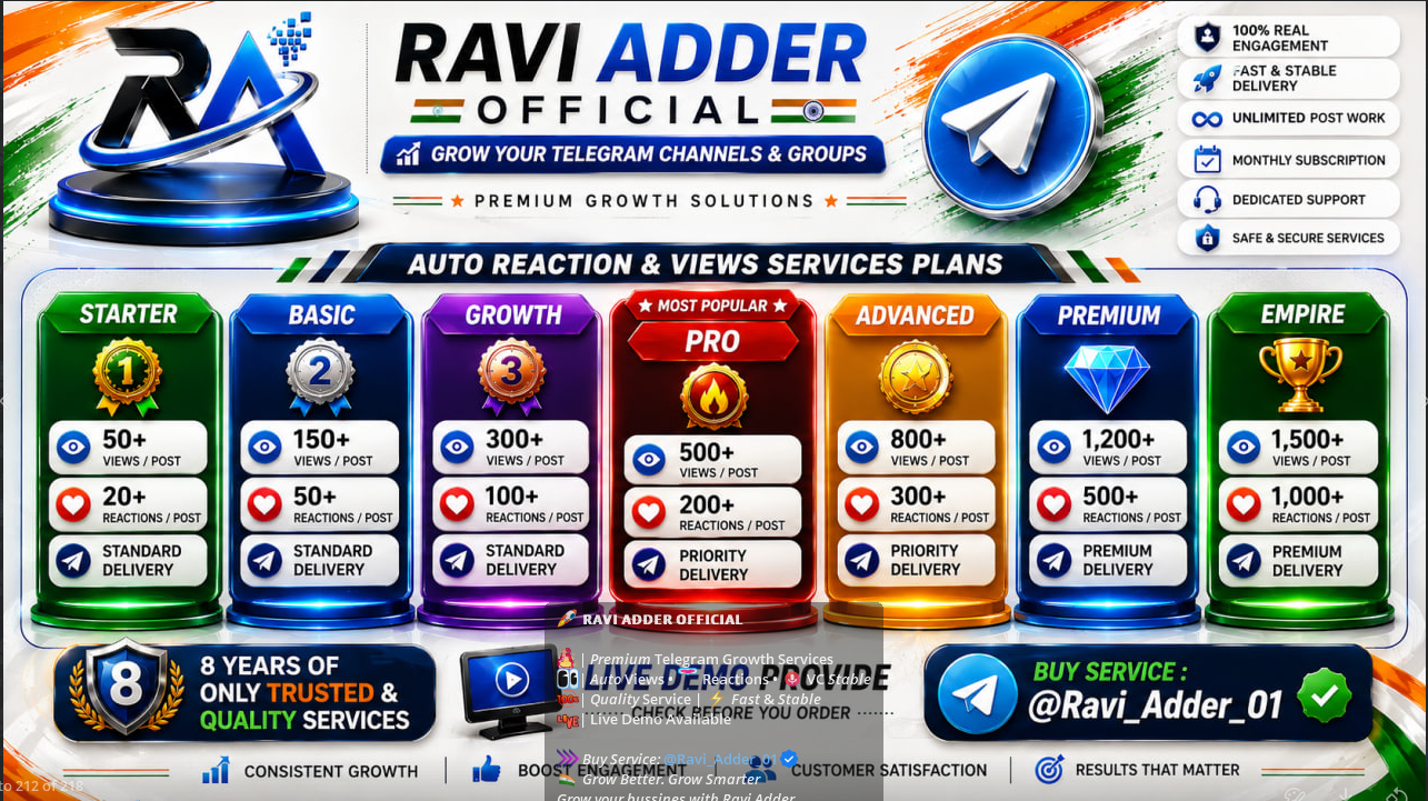 RAVI ADDER auto reaction and views service plans